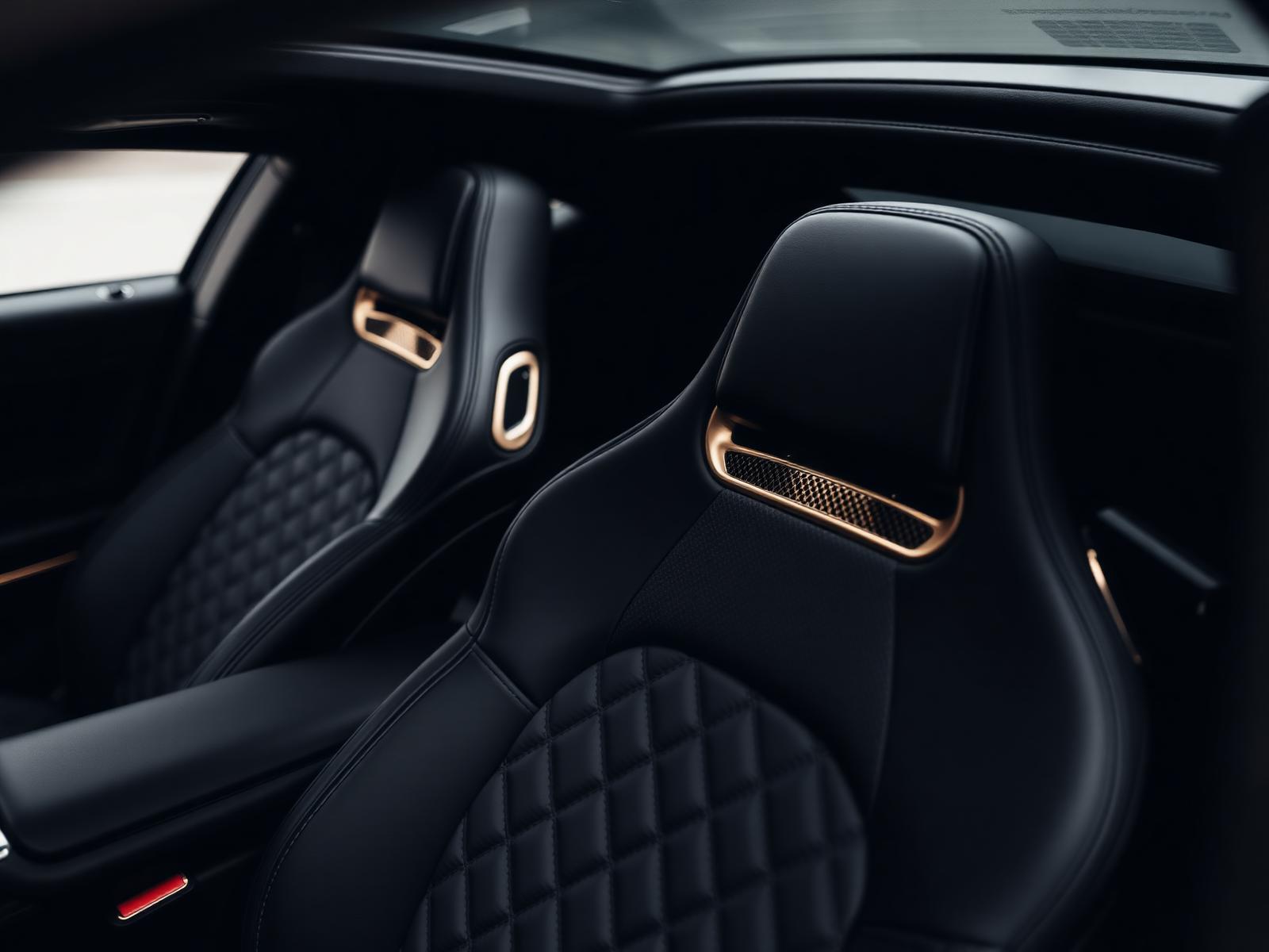 Intérieur cuir d'une voiture de luxe préparée par Lord Company